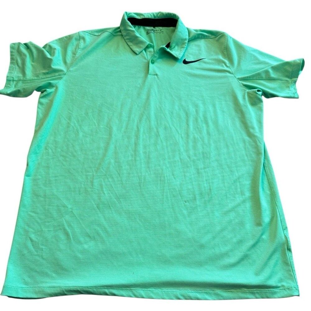 Nike Golf Polo Green‎ With Stripes Dri-fit XXL See Photos